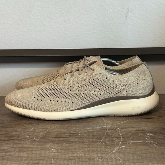 Cole Haan Grand Troy Wingtip Oxford Men’s Dress Shoes Size 12 Beige - Picture 1 of 8